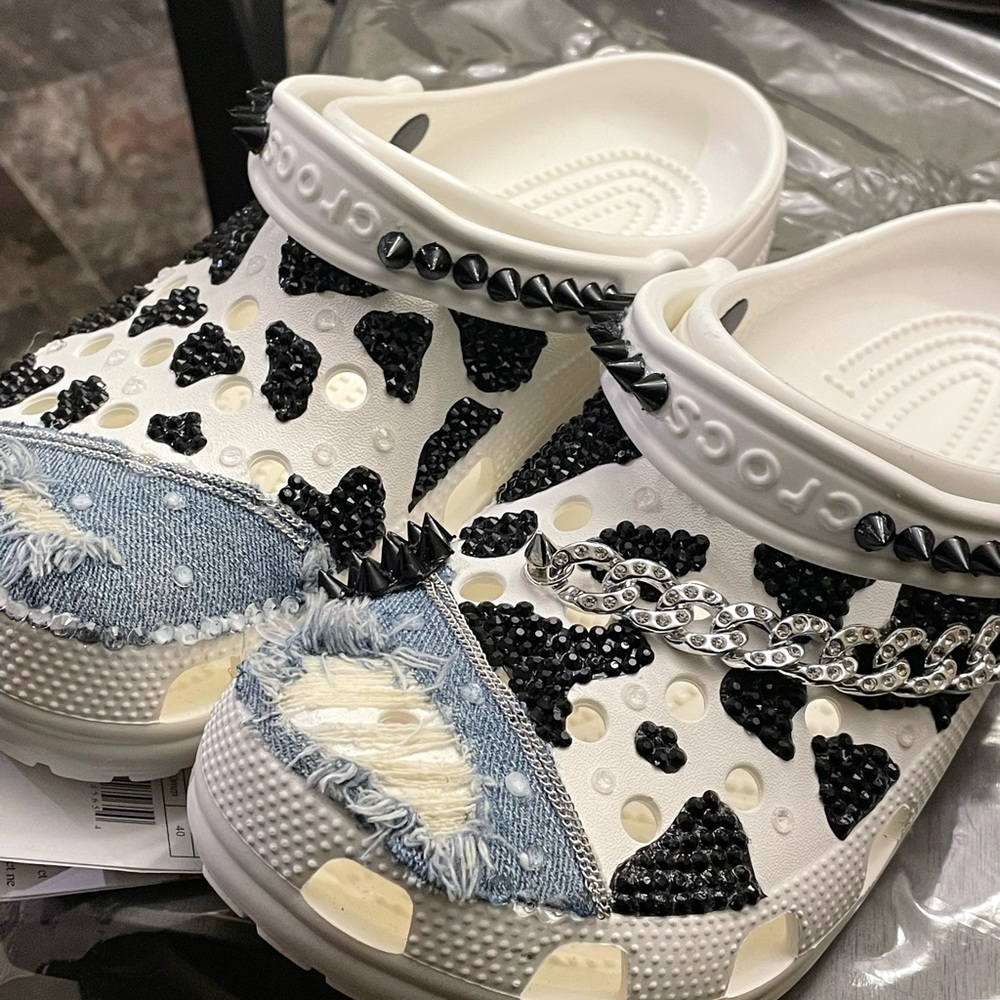 Custom Cow print crocs Made to order